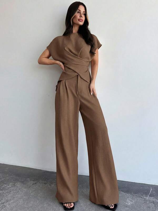 Bazaarioo Women's Elegant Corset Top and Flare Pants 2-Piece Set