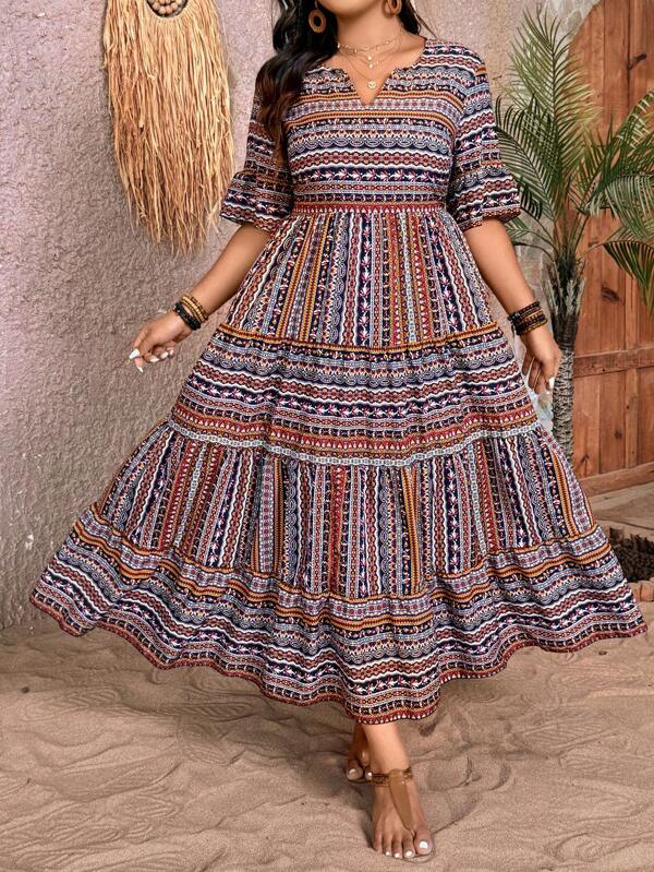Women's Floral Print Maxi Flare Dress for Summer